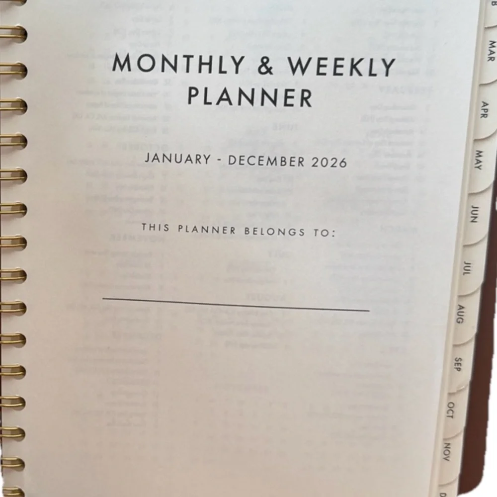 Lady Jayne 2026 Monthly & Weekly Planner January- Dec 2026- Peach Pink 9x7”